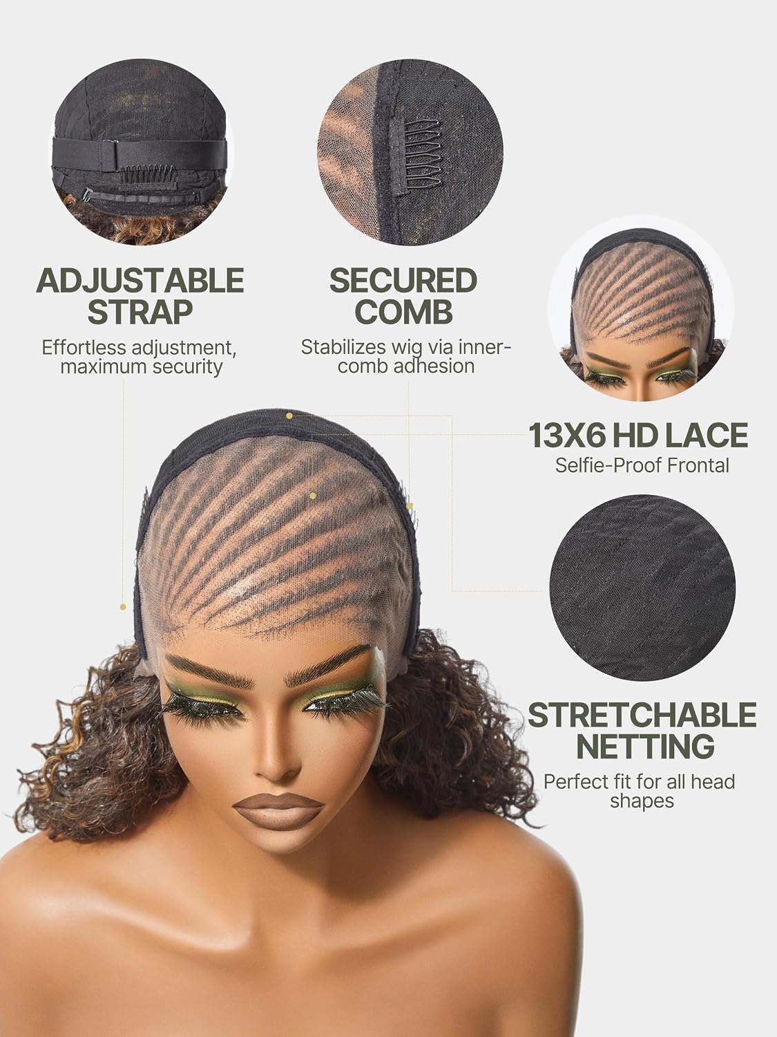 Frodio 13×6 Cornrow Braided Wig for Black Women Veralux™ Fiber 12 Inches Water Wave Lace Front Wig Pre-Cut Lace Wig Beginner Friendly Highlight Brown