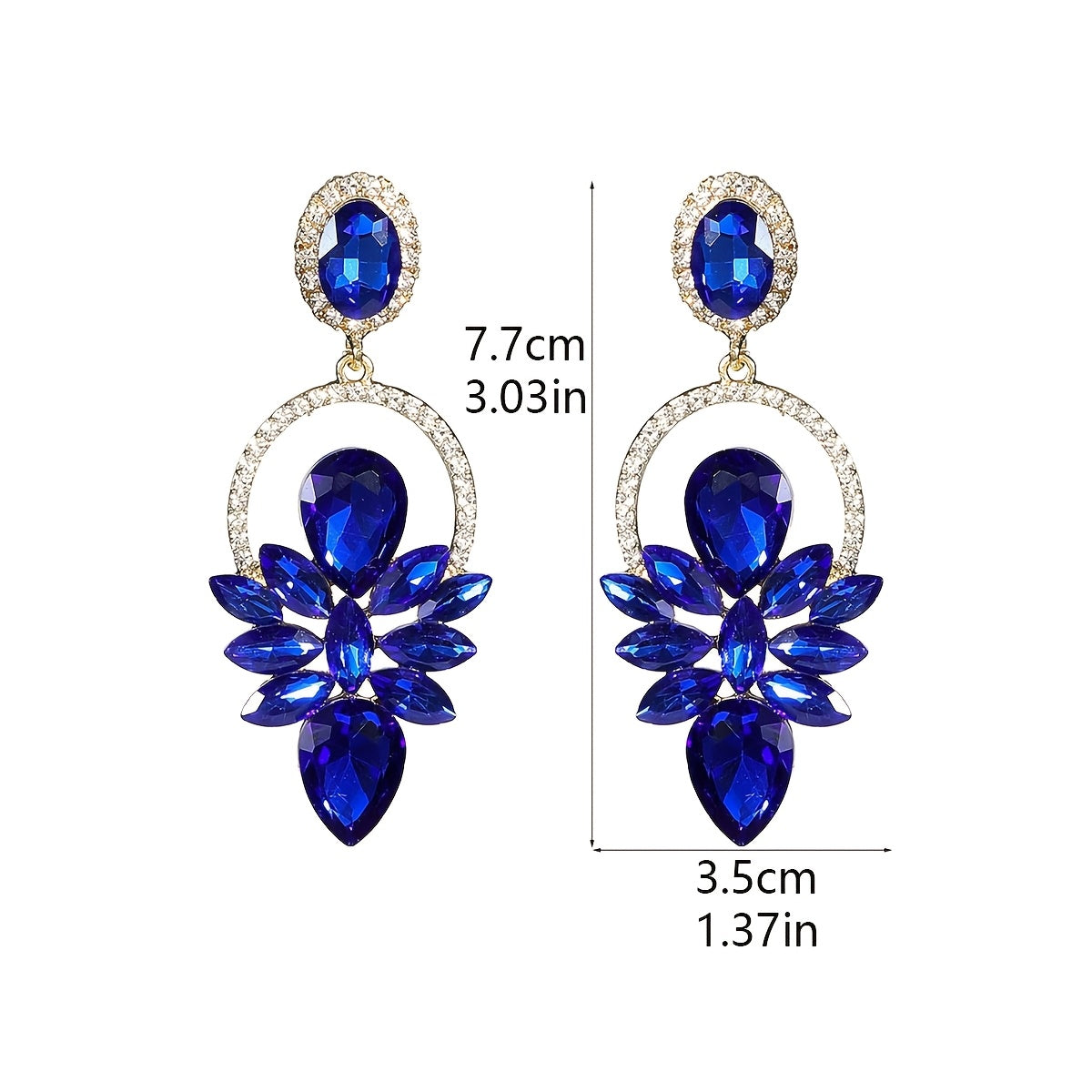 Luxurious And Fashionable Bling-Bling Party Earrings for Women, Featuring Colorful Glass And Rhinestones, with a Bold And Elegant Design
