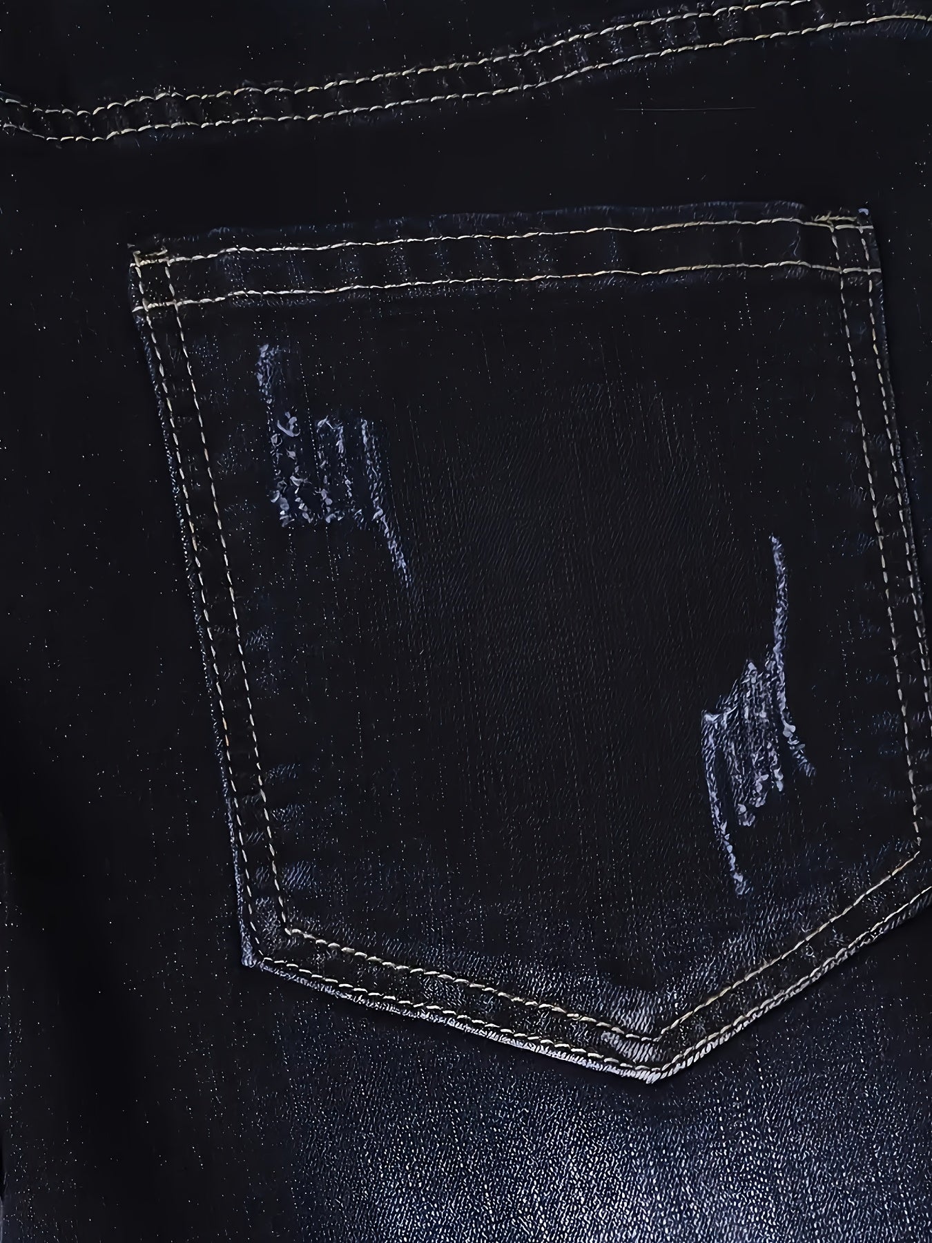 2025 New Men'S Slim-Fit Straight Leg Faux Denim - Stretch Soft Faux Denim Pants with Elastic Waist & Built-In Zipper Closure, All-Season Comfort, Classic Blue Washed Casual Trousers for Casual Attire, Office & Semi-Formal Out