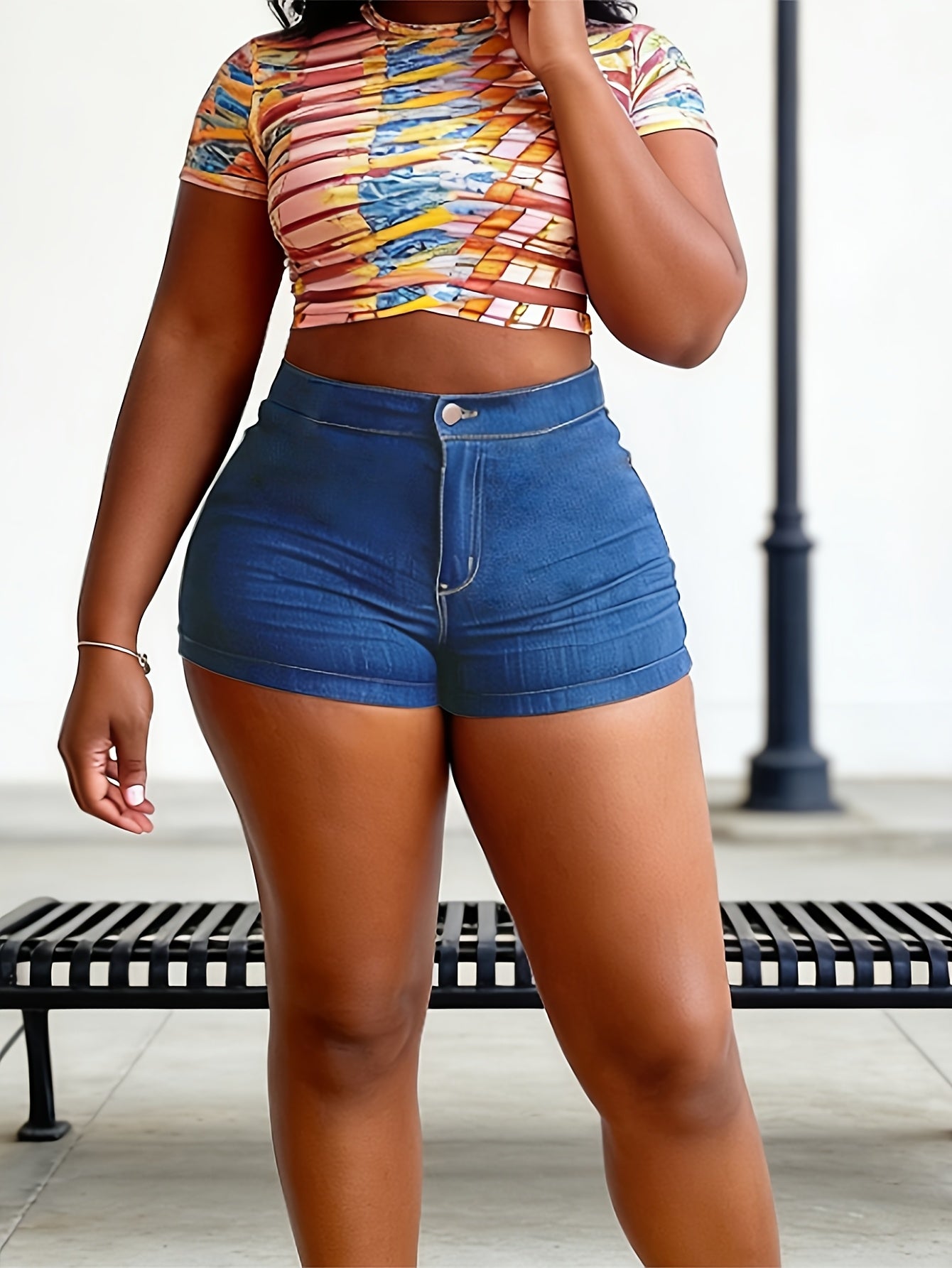 FORESI Women'S Summer Slim Bodycon Denim Shorts | Streetwear Fashion Jean Shorts with Zipper Fly, Mid Waist, Solid Color