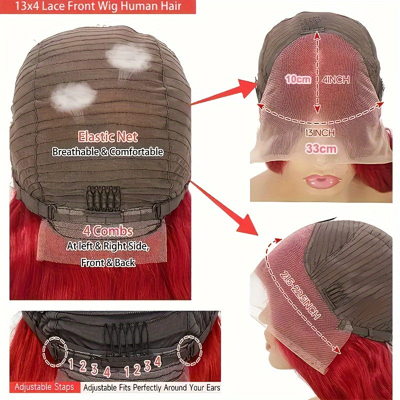 Black Friday 180% Density Long 13x4 Red Straight Wigs for Women Pre-plucked Baby Hair Brazilian Virgin Straight Wigs Lace Front Long Human Hair Wigs