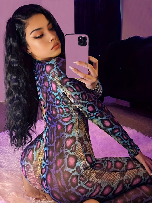 Hot Selling New Women's Clothing In Spring And Autumn Season with Snake Print, Lifting Buttocks, Tight Fitting Casual Jumpsuit