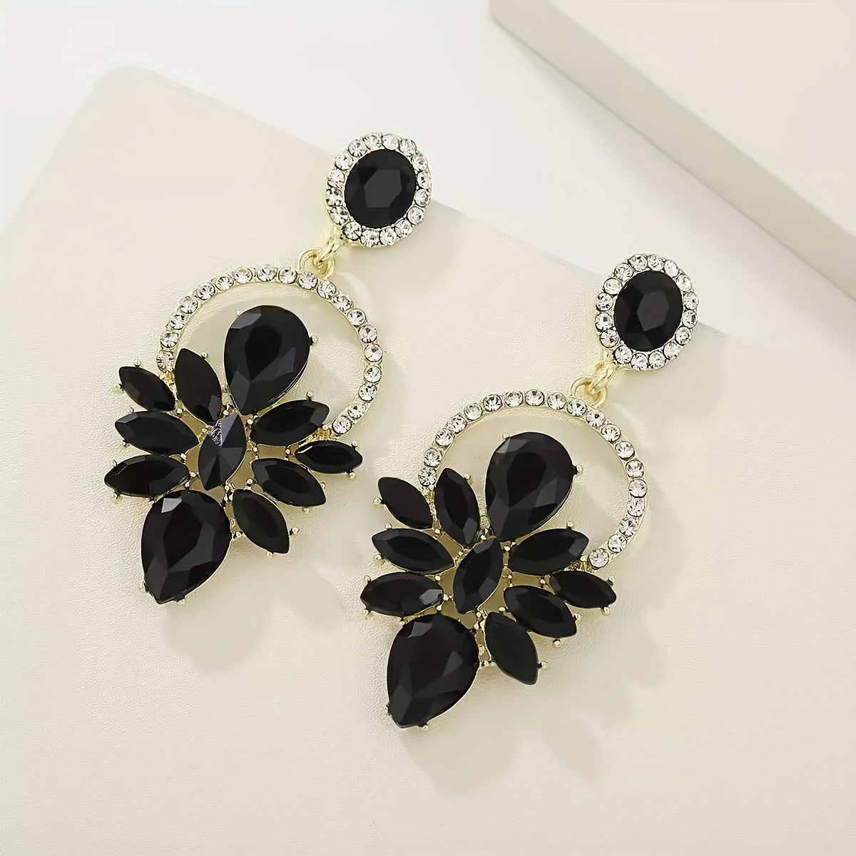 Luxurious And Fashionable Bling-Bling Party Earrings for Women, Featuring Colorful Glass And Rhinestones, with a Bold And Elegant Design