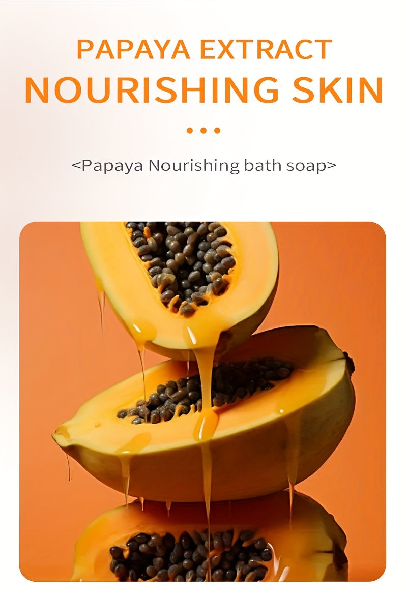Tsinger Women's Papaya Bath Soap - Moisturizing Exfoliating Bar with Natural Papaya Extract, Smooth & Silky Texture, No Paraben/Silicone, for All Light Beige Types, Middle East Collection