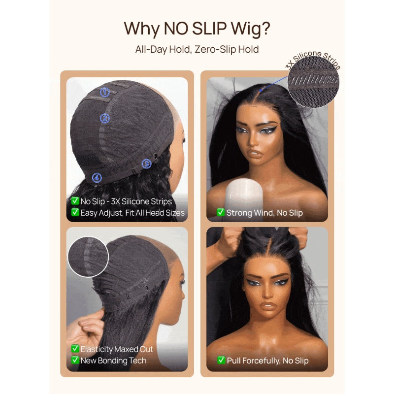 Nadula 7x5 Lace No Slip Wig Feathered Layer Side Part 200% Density Human Hair Glueless Wig with Invisible Drawstring Put On And Go Pre-Cut Lace Pre-bleached Knots Pre-Plucked Hairline
