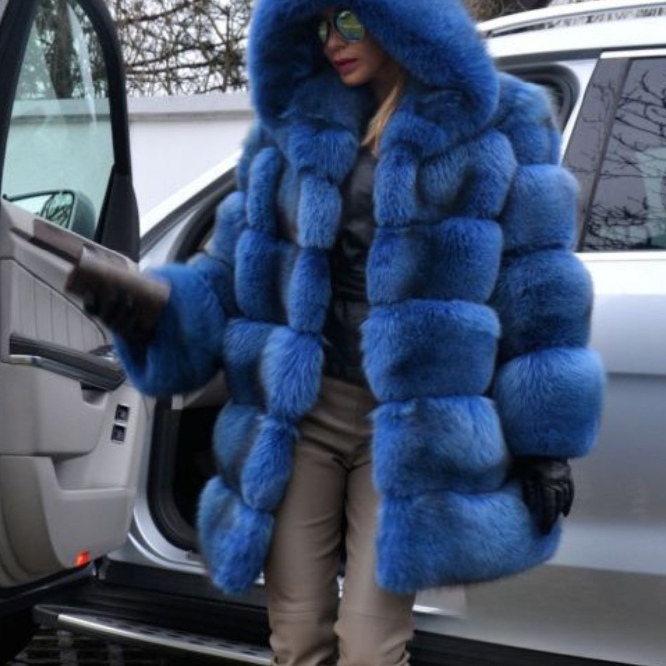 Plus Size, HERTALK Women's Plus Size Pink Faux Fox Fur Coat - Hooded Winter Jacket with Collar, H-Line Silhouette & Full-Length Hem Slit - Luxurious Imitation Fur Outerwear (Pink/) - Machine Washable