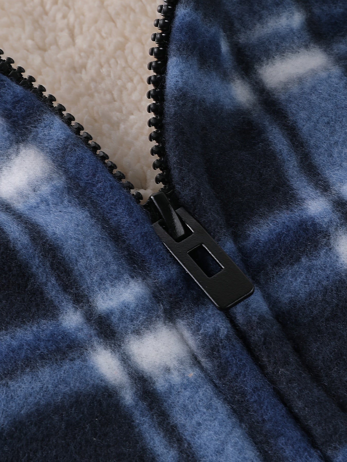 Men's Heavyweight Fleece Hooded Jacket - Full-Zip Sherpa Lining, Thick Winter Coat with Plaid Pattern (Blue/Black/Beige/Brown), Zippered Pockets, Hand Washable, Casual Outerwear for Cold Weather & Everyday Use - Ideal for Ski