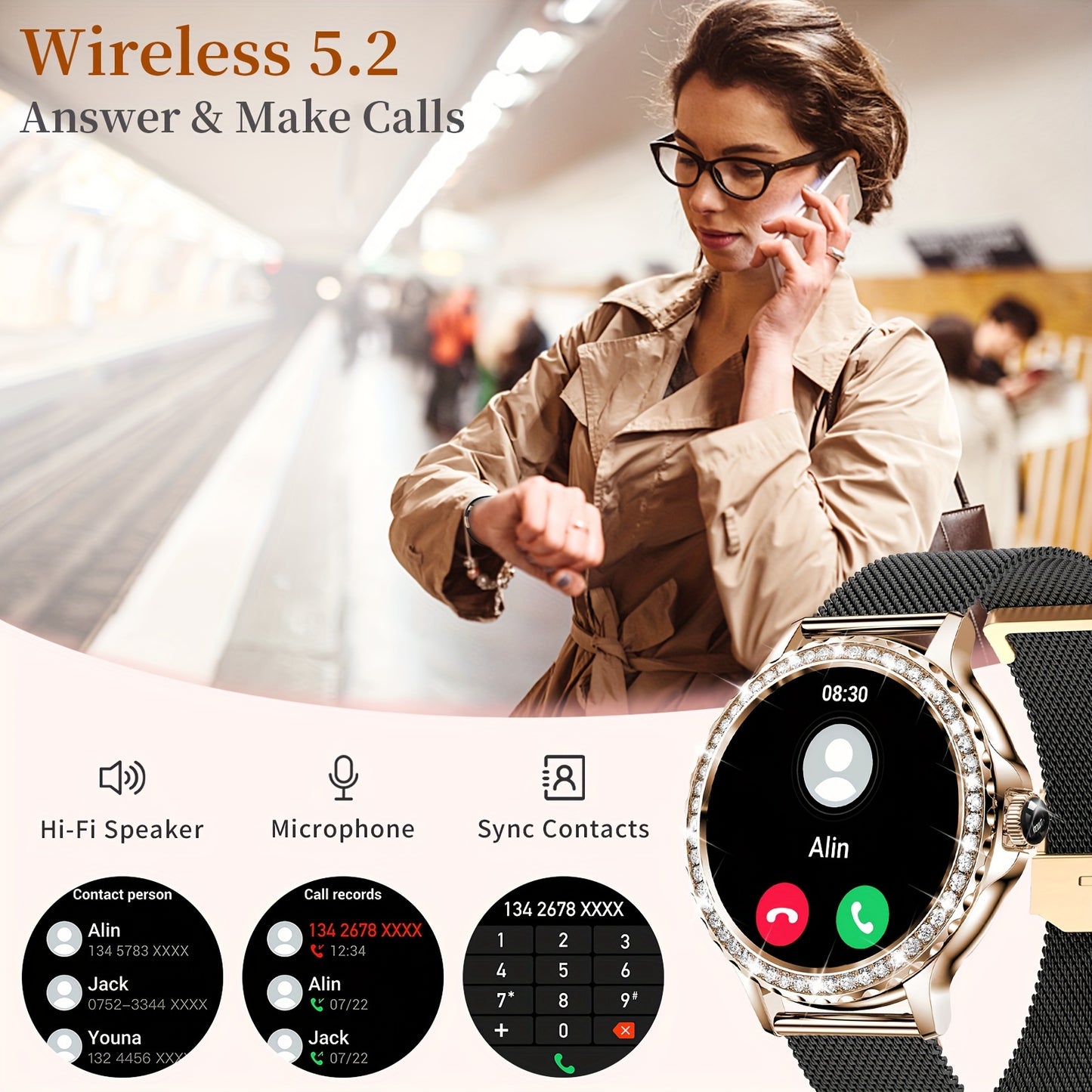 A Smart Watch For Men And Women, Compatible With 100+ Sports Modes/AI Voice Control/sleep Monitor/music Control/thoughtful Alarm Clock/weather Forecast, A Great Gift For Friends