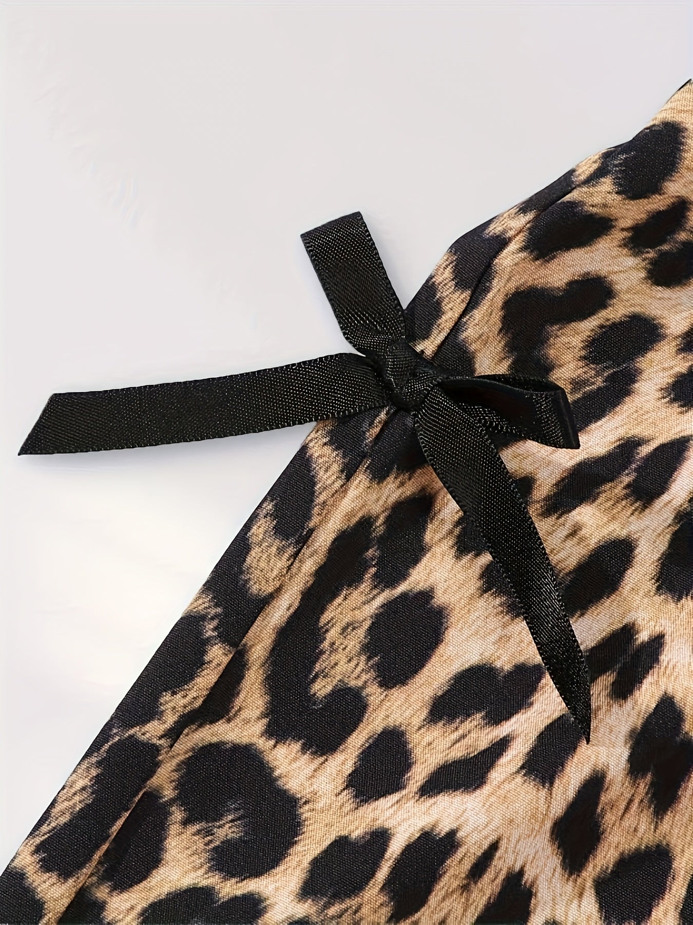 Girls' Leopard Print Wide-Leg Pants - High-Stretch Casual Loose Fit Long Trousers with Elastic Waistband, All-Season Comfort for Casual Attire, Leopard Print Pants, Comfortable Clothing, Trendy Youth Fashion, Durable Fabric,