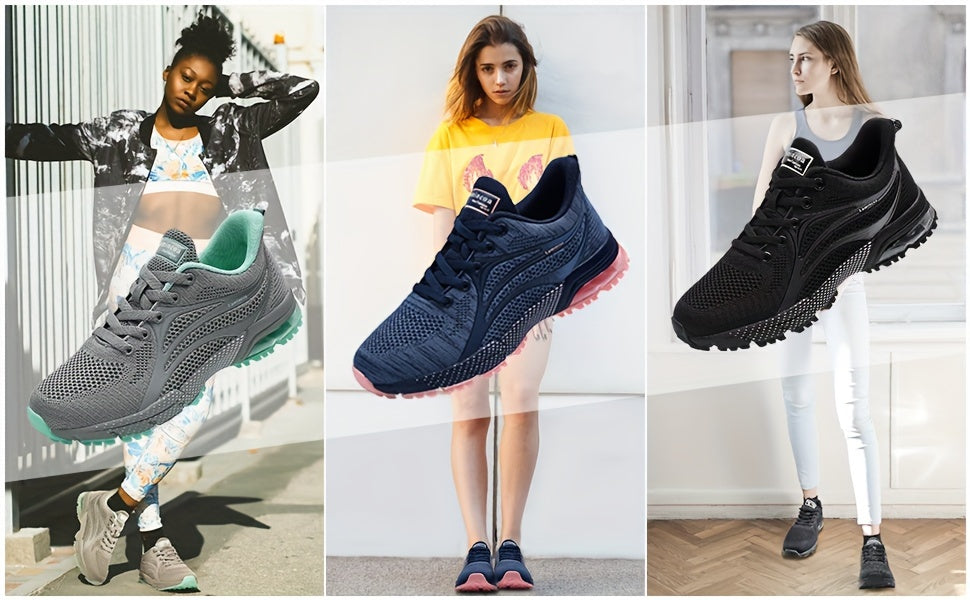 Womens Air Running Shoes Non Slip Womens Tennis Shoes Womens Walking Shoes Mesh Air Cushion Sneakers For Gym Workout Sports