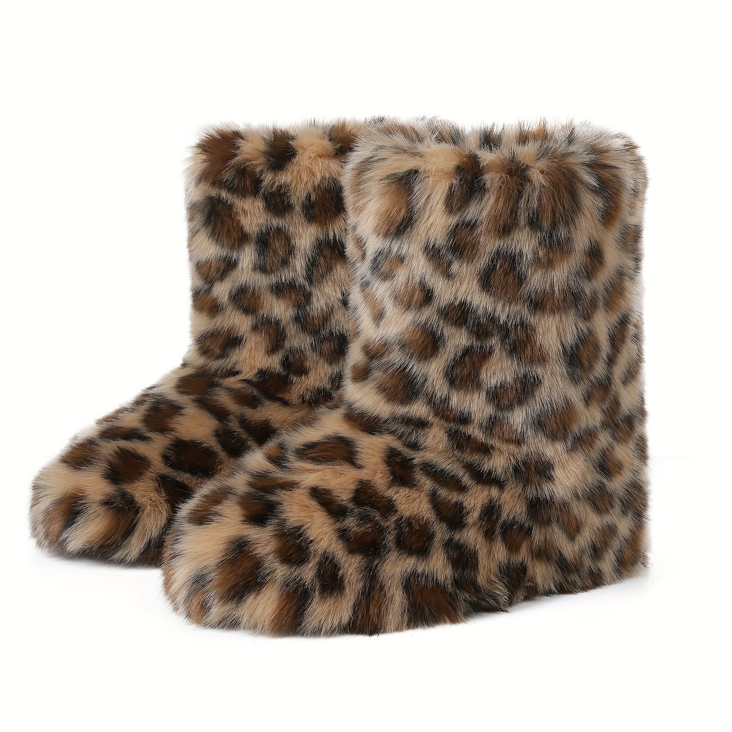 [Ultra-Cozy Paw Boots] Ultra-Cozy Women's Slip-On Animal Paw Boots | Non-Slip Rubber Sole, Brown & Black Faux Fur-like Plush Boots for Cold Weather Indoor/Outdoor - Cute Faux Fur Paw Slipper Boots Gift for Women, Furry Boots,
