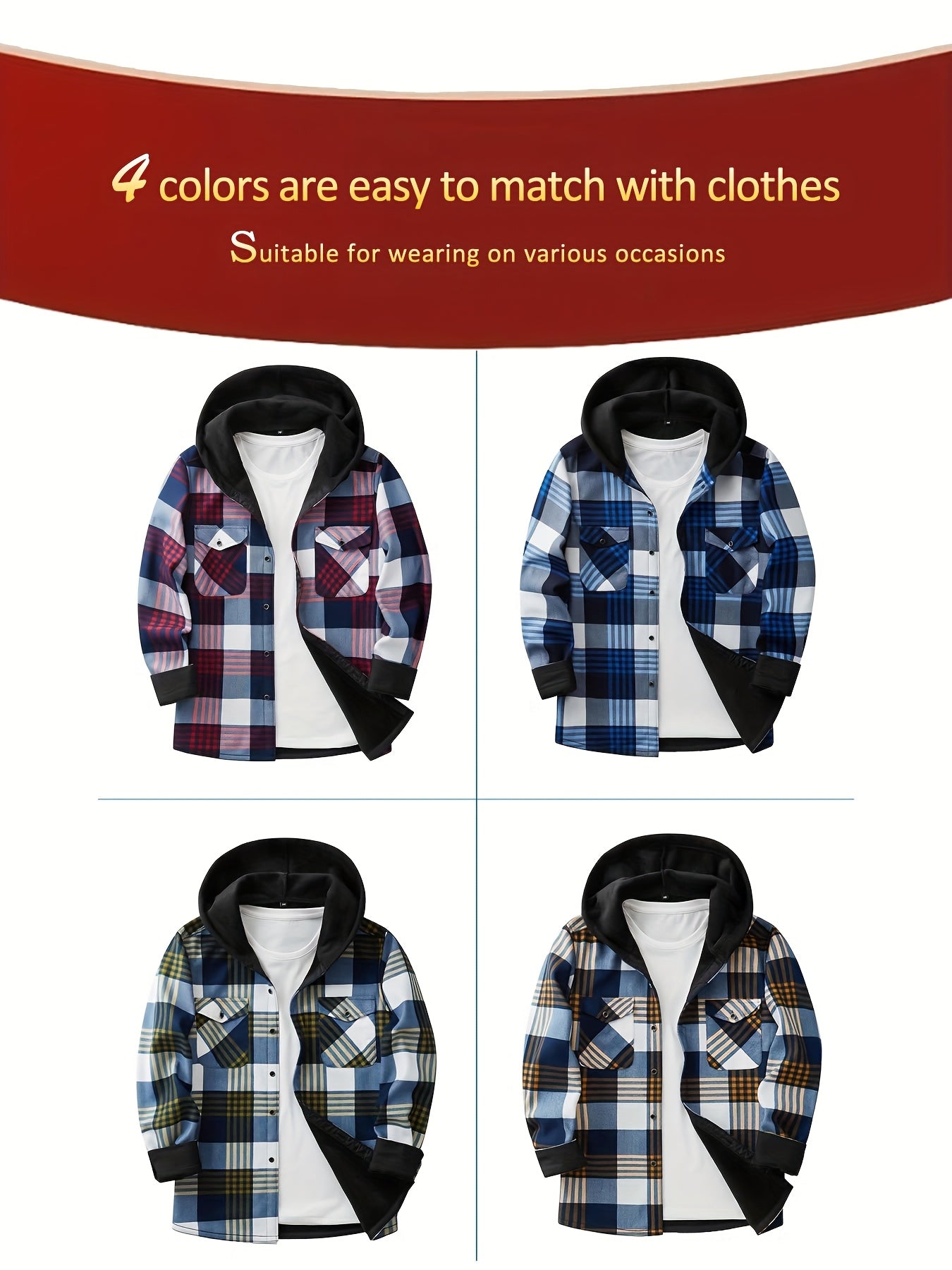 Teens Flannel Shirt - Fleece Lined Hooded Plaid Shirt for Baggy and Oversized - warm Winter Jacket - Christmas Halloween Gift, for Teenager