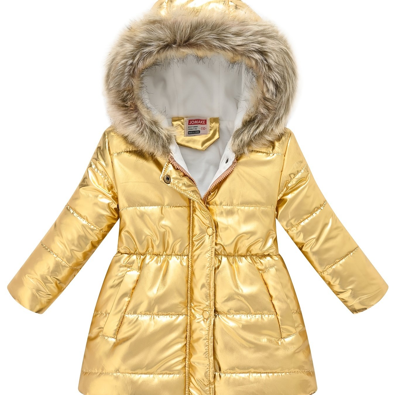 Children's Winter New Style Thickened Glossy Hooded Jacket for Boys and Girls, Mid-Length