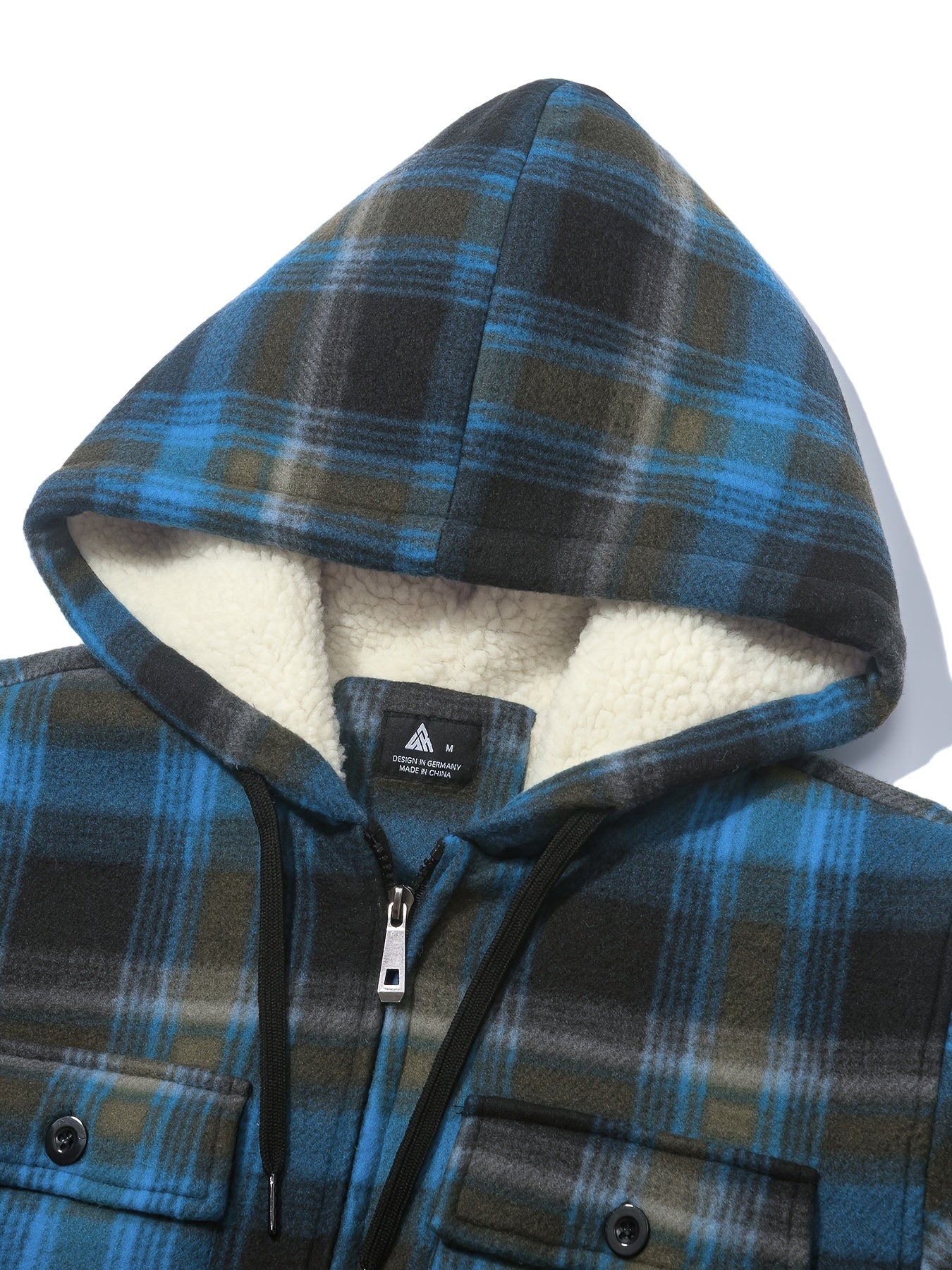 Men's Jacket, Heavyweight Hooded Sweater, Full Zip Thick Snow Mountain Lined Flannel Plaid Shirt with Pockets, Casual Style, Perfect for Autumn and Winter, Regular Fit, Hooded Collar, Plaid Pattern