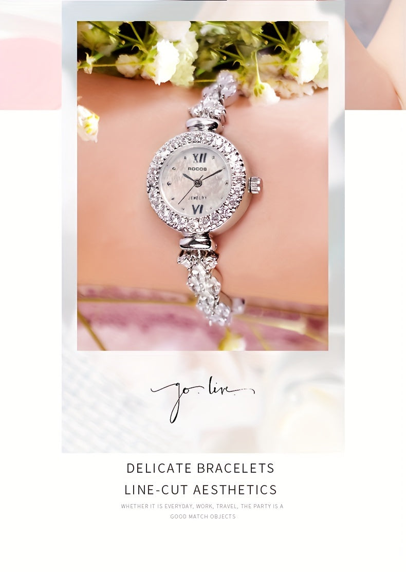 ROCOS Brand Bracelet Watch Fashion Luxury Women'S Watch Phantom Dial Silvery Quartz Women'S Watch Holiday Gift Women'S Gift