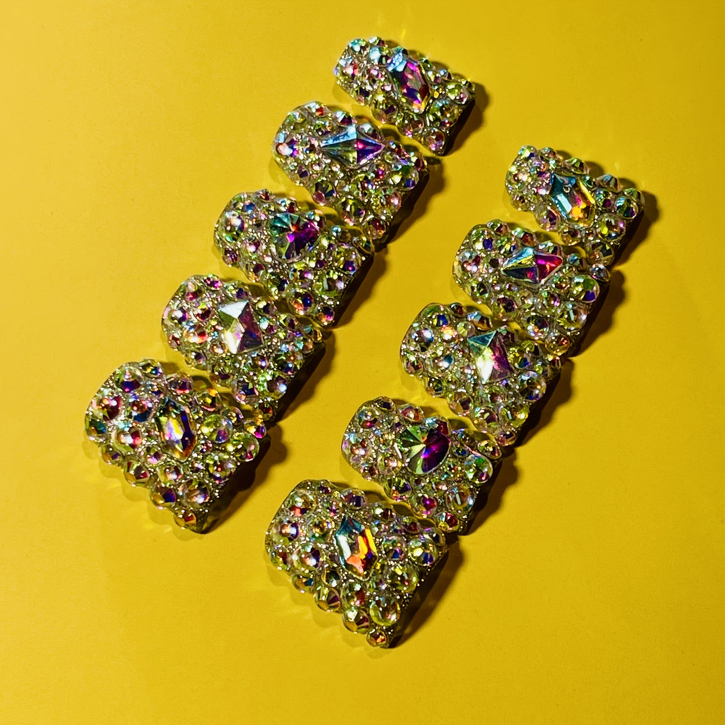 10pcs Handcrafted Y2K Style Duckbill Nails With Crystal And Rhinestone Accents - Featuring Shiny Rhinestones And Transparent Accents, Perfect For Wedding Parties And Daily Wear, Includes Tool Kit For Easy Application.