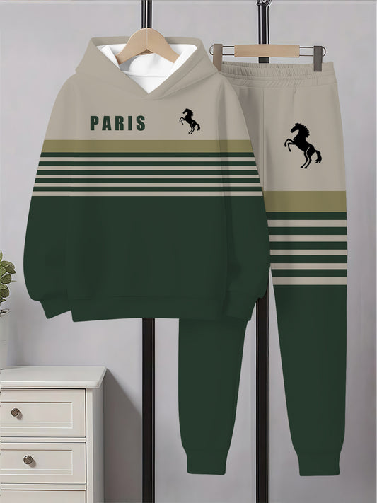 Casual Striped 3D Print Hoodie, Boys Long Sleeve Hoodie, Boys Casual Creative Graphic Design Pullover, Hooded Sweatshirt, Suitable for Autumn and Spring, Spring Fashion, Autumn Clothing, Pullover Hoodie, Soft Material, Durabl