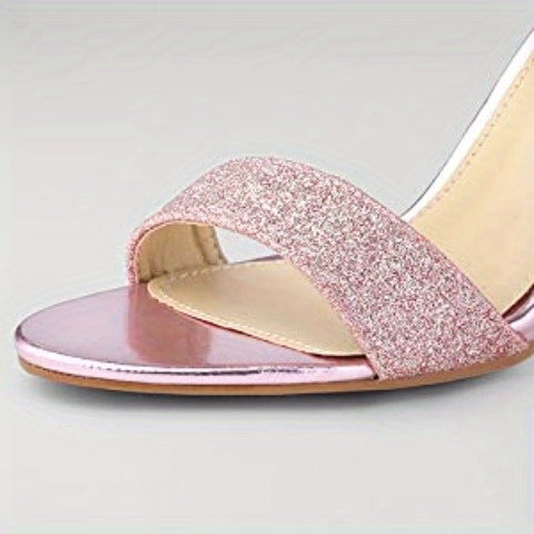 Women'S Glitter Ankle Strap Stiletto High Heel Sandals