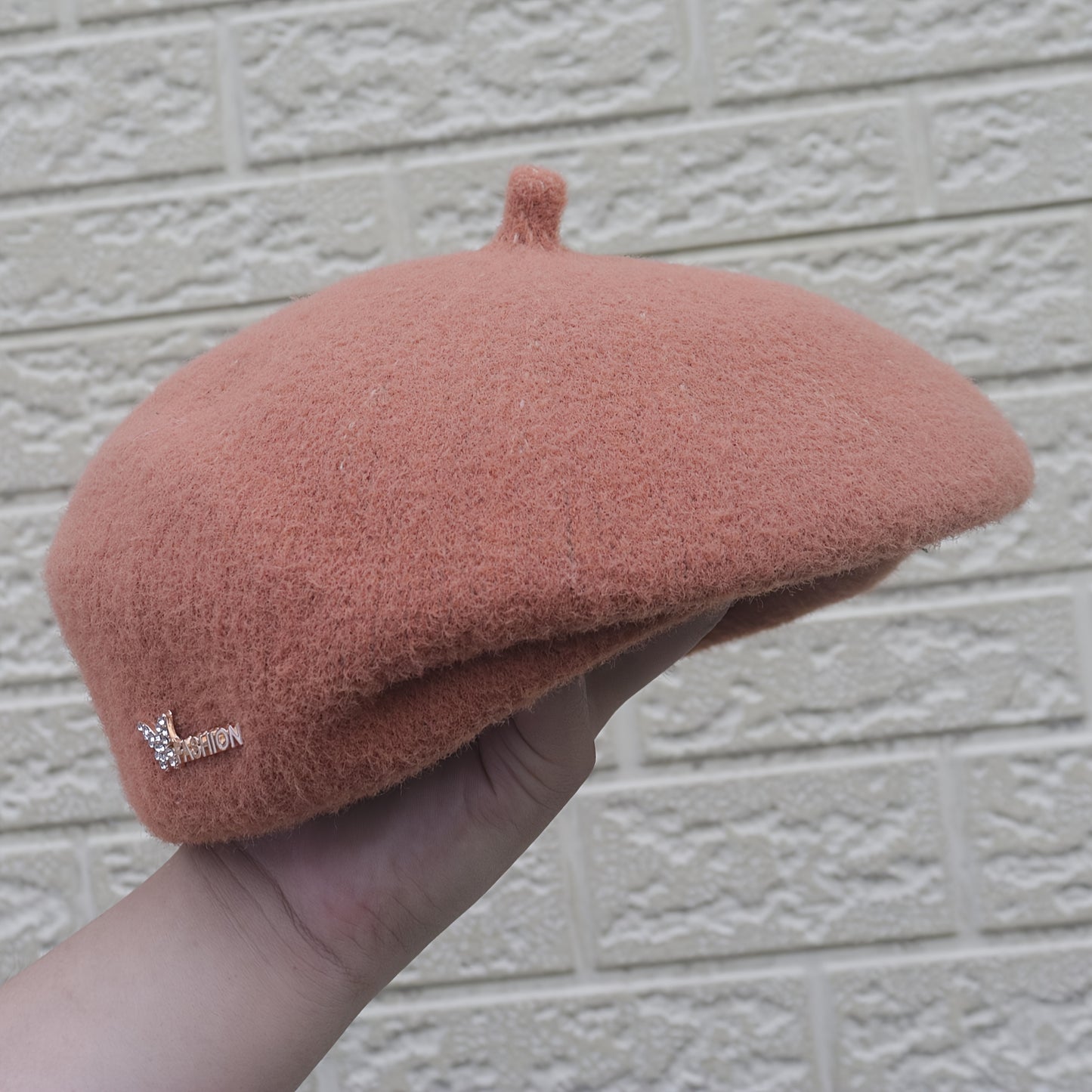 1pc Women's Rich Red Wool Beret Hat with Rhinestone Butterfly & Letter Embellishments - 3D Structured Painter-Style Wedding & Special Occasion Accessory, Breathable Non-Stretch Fit, Stylish Letter Motif, Decorative Elements