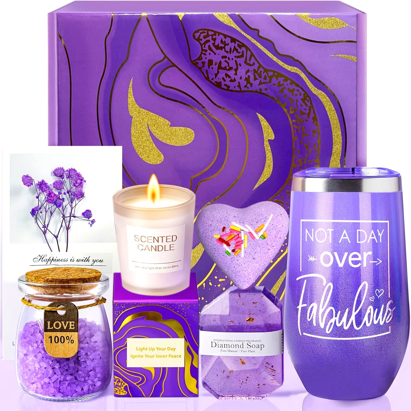 Mother'S Day Gift, Gifts For Women, Valentines Day Gift, Women Gifts For Christmas, Anniversary, Birthday Gifts For Women, Ideal Gifts For Her, Bath Care Gift Box Set - Including Cup, Bath Bombs, Bath Salts, Candles, Self Car