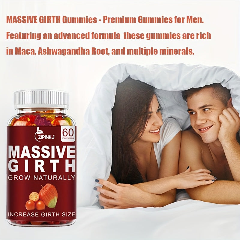 MASSIVE GIRTH Gummies - Gummies For Men, Highly Effective Extraction - Stamina, Dietary Supplement - Rich In Maca, Ashwagandha Root And Multiple Minerals 60 Gummies