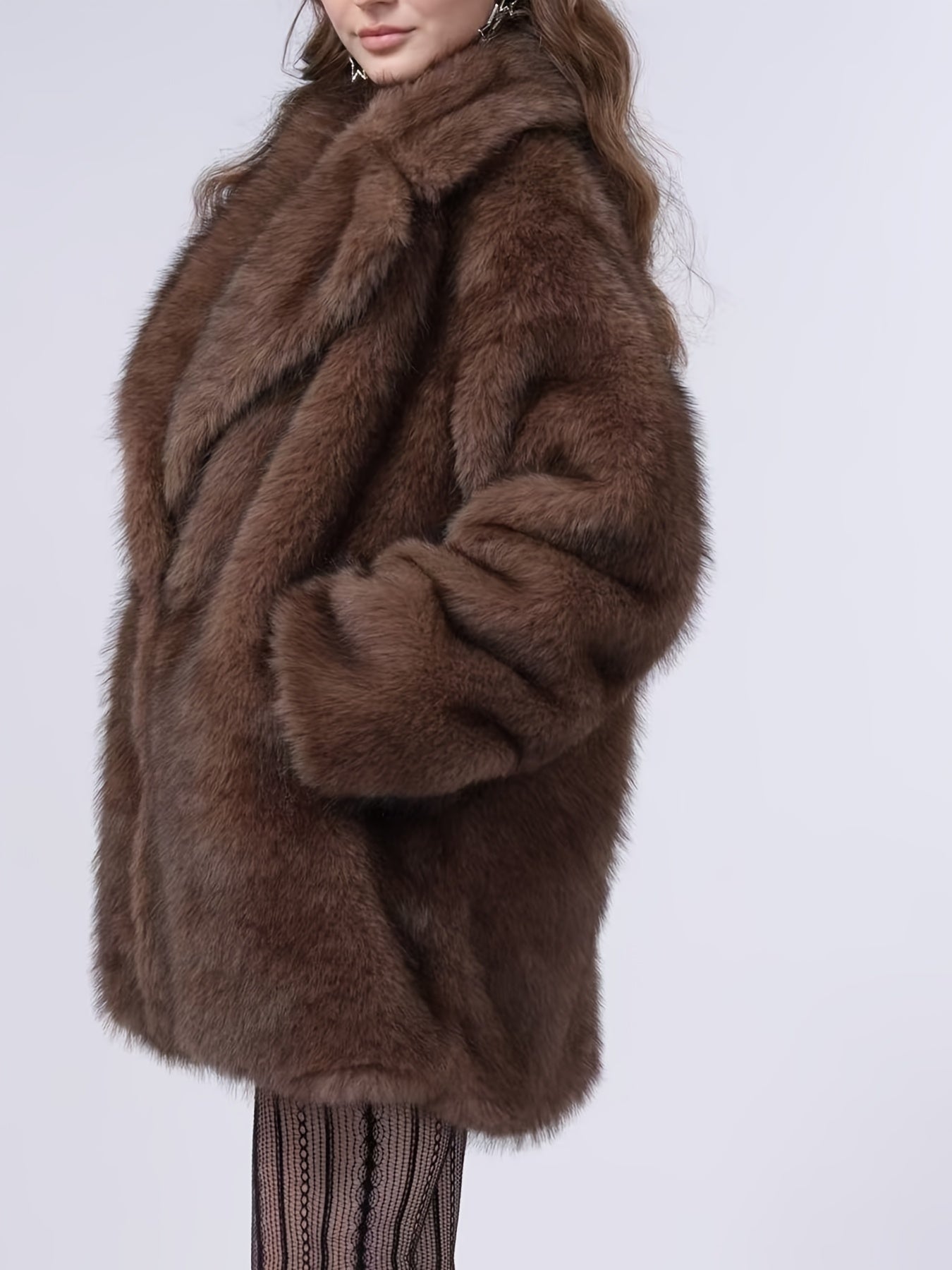 Plus Size, Women's Winter Suit Collar Faux Coat for Warmth