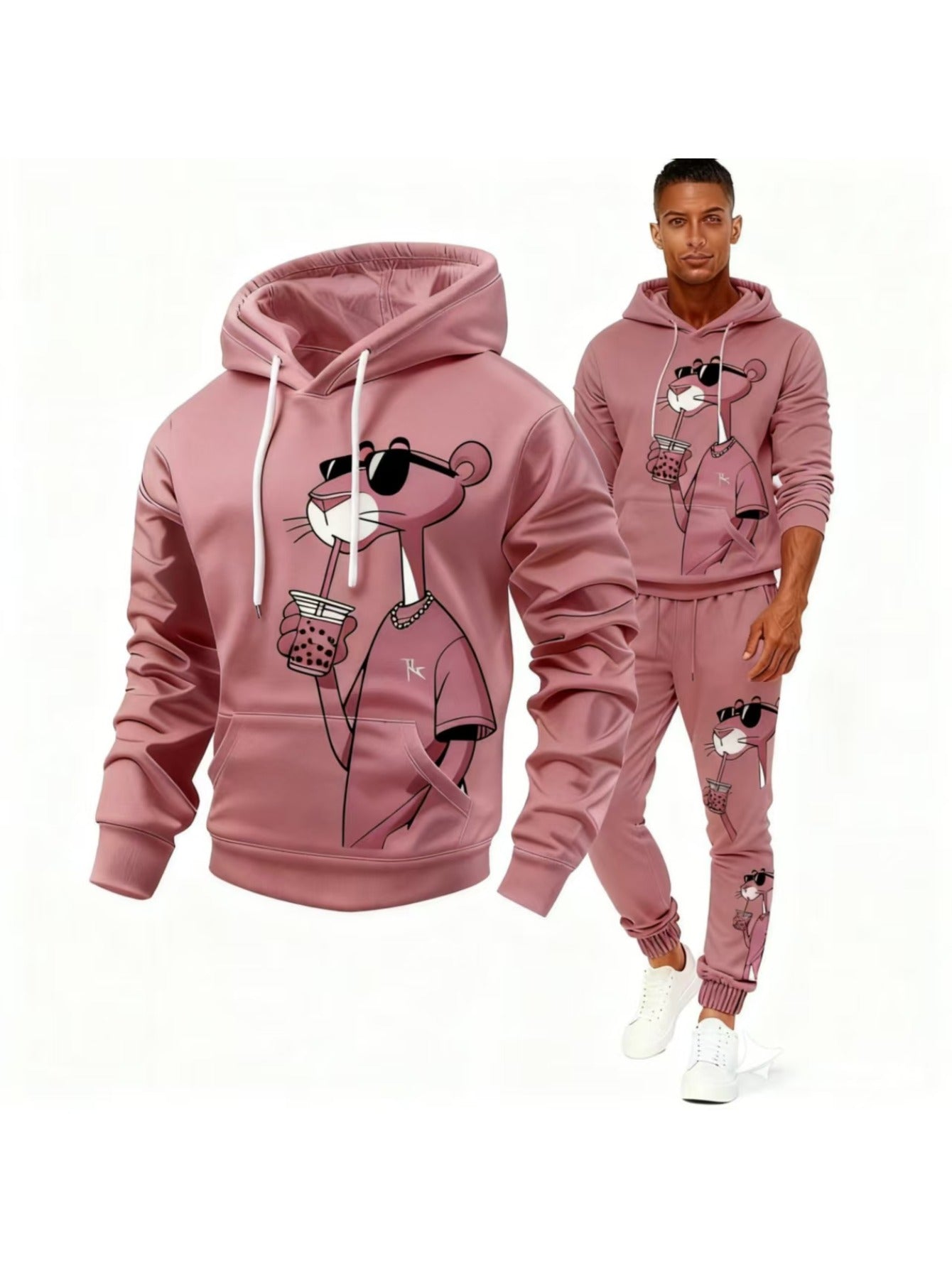 2pcs Men'S Matching Outfit | Casual Round-Neck Long-Sleeve Hoodie and Sweatpants, Suitable for Winter and Autumn, Designed for Sports Activities, Ideal for Thanksgiving, Valentine'S Day, Father'S Day, Halloween, Christmas, Ho