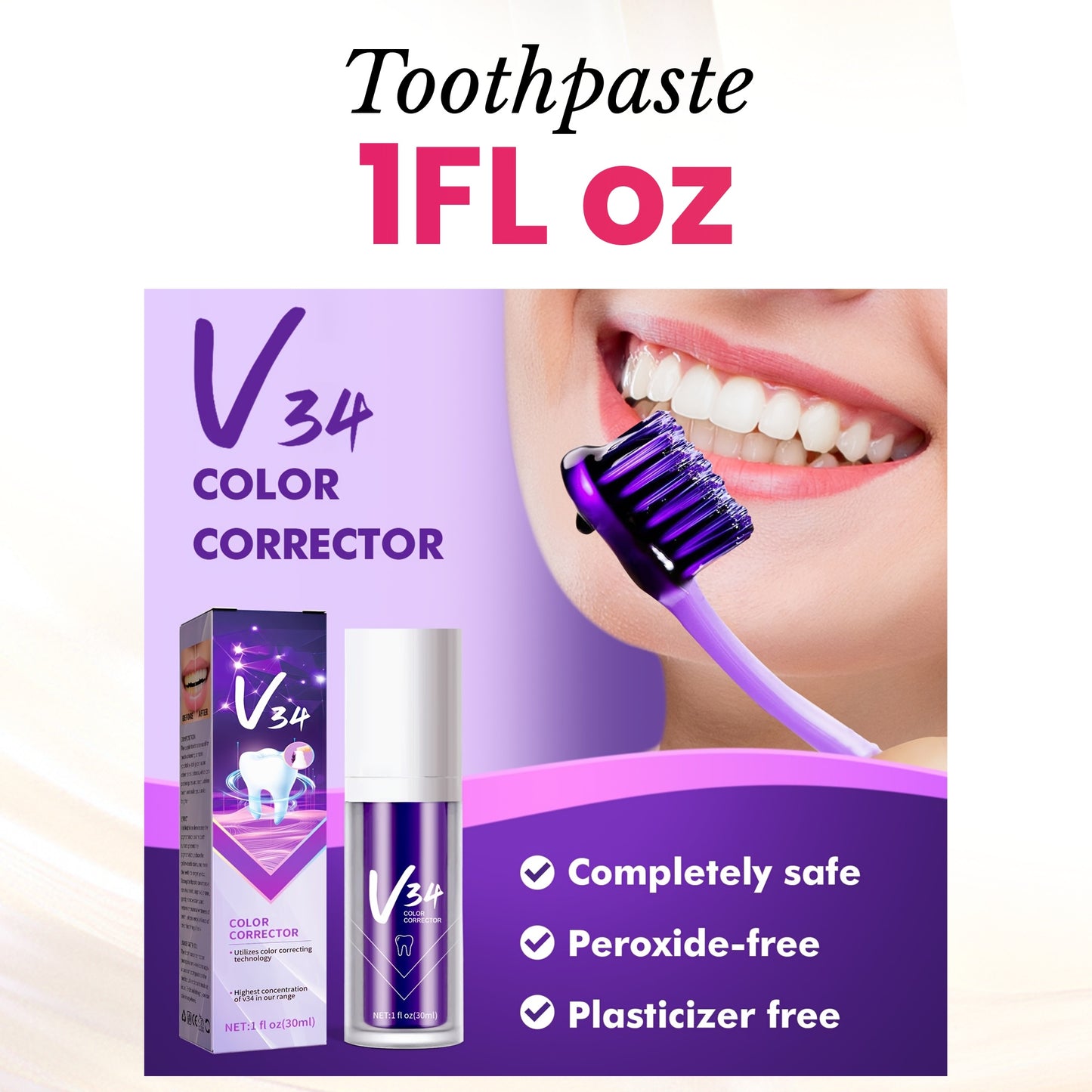 Magic Of Color Wheel Toothpaste - 1PCS Purple Toothpaste For A Brighter Smile And Whiter Teeth - 1fl Oz/30 Ml