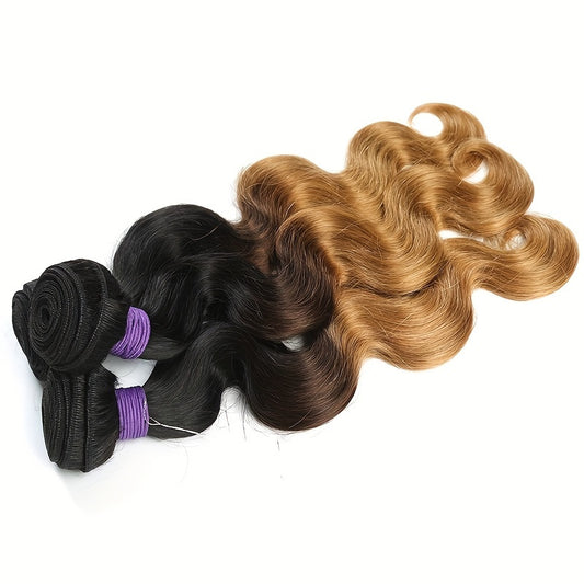 [Brazilian Hair] BLACKMOON HAIR 3pcs Brazilian Body Wave Human Hair Weave Bundles | 1B/4/27 Honey Blonde Human Hair Extensions Remy Ombre Colored Hair 100% Human Hair