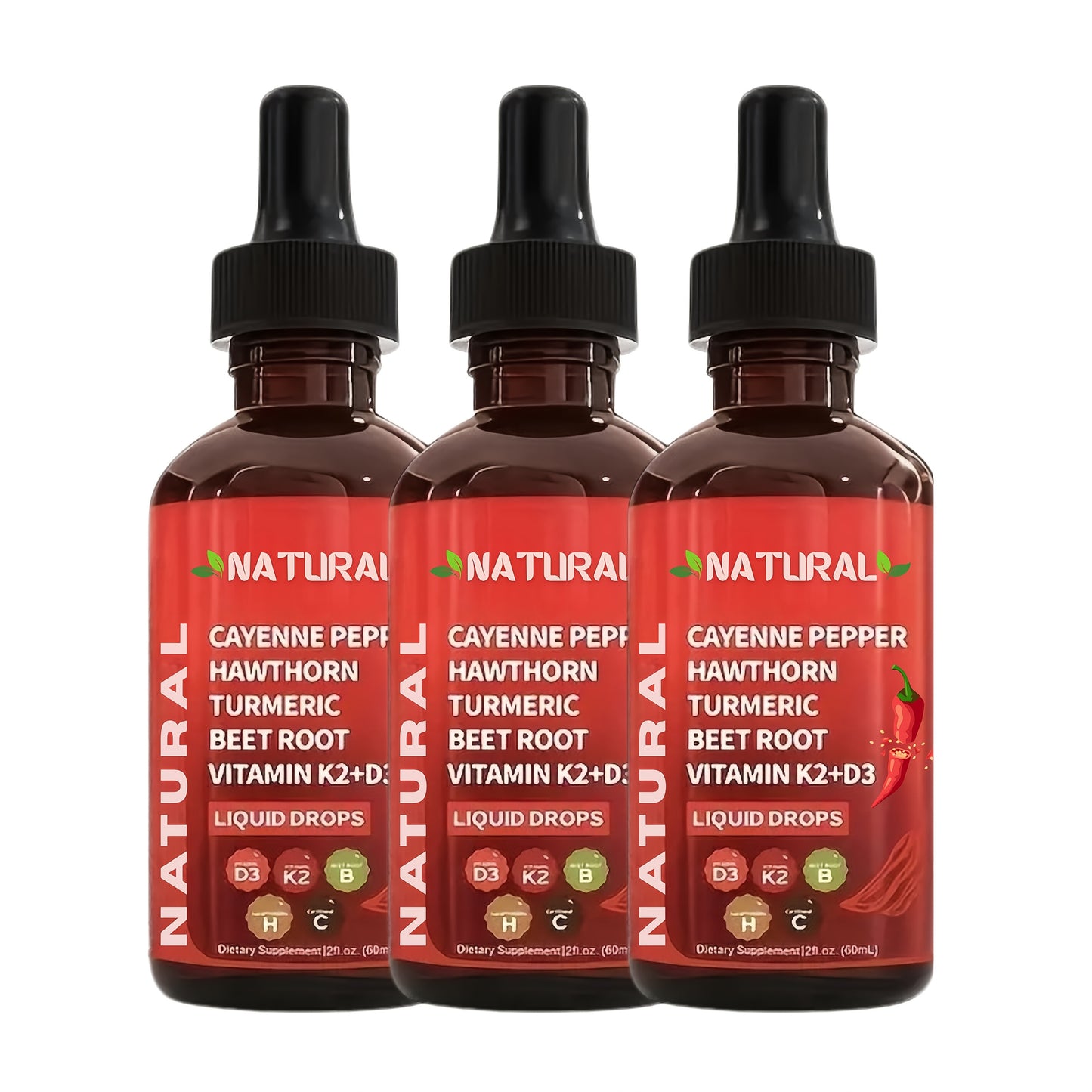 Vitamin K2 D3 Cayenne Pepper Liquid Drops, Beet Root, Turmeric, Ginseng, Ceylon Cinnamon, Daily Wellness Supplement, Allergy Friendly, 2.03oz,Mother's Day gift to mother