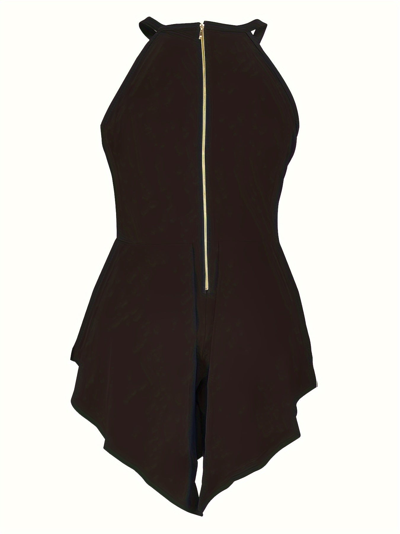 Plus Size Elegant Black Bodycon Jumpsuit - Stretchy Fabric with Zipper Back, Machine Washable, All-Season Versatile Wear for Women, Seamlessbodysuit, Formal Attire, Nontransparent Fabric