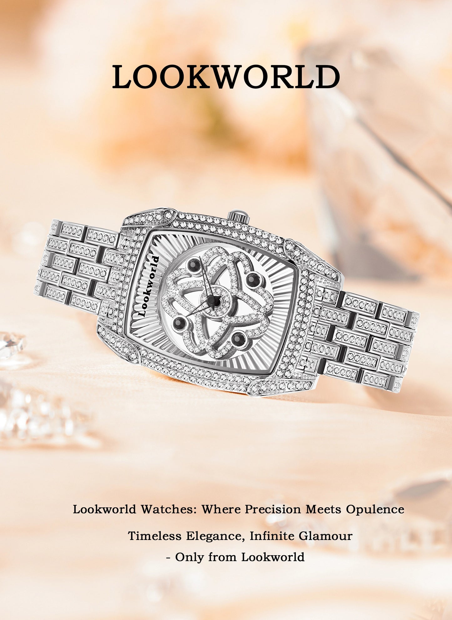 LOOKWORLD Hip-Hop Large Dial Rhinestone Stud Fortune Tuner Series Quartz Watch