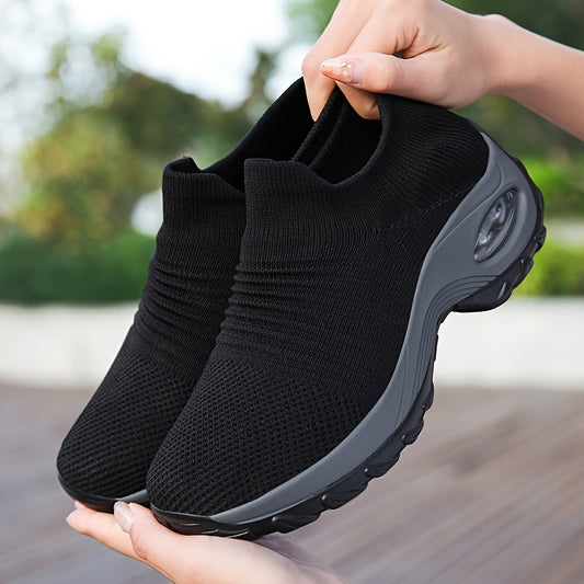Women'S Fashion Knit Pattern Walking Shoes, Air Cushion Casual Sports Shoes