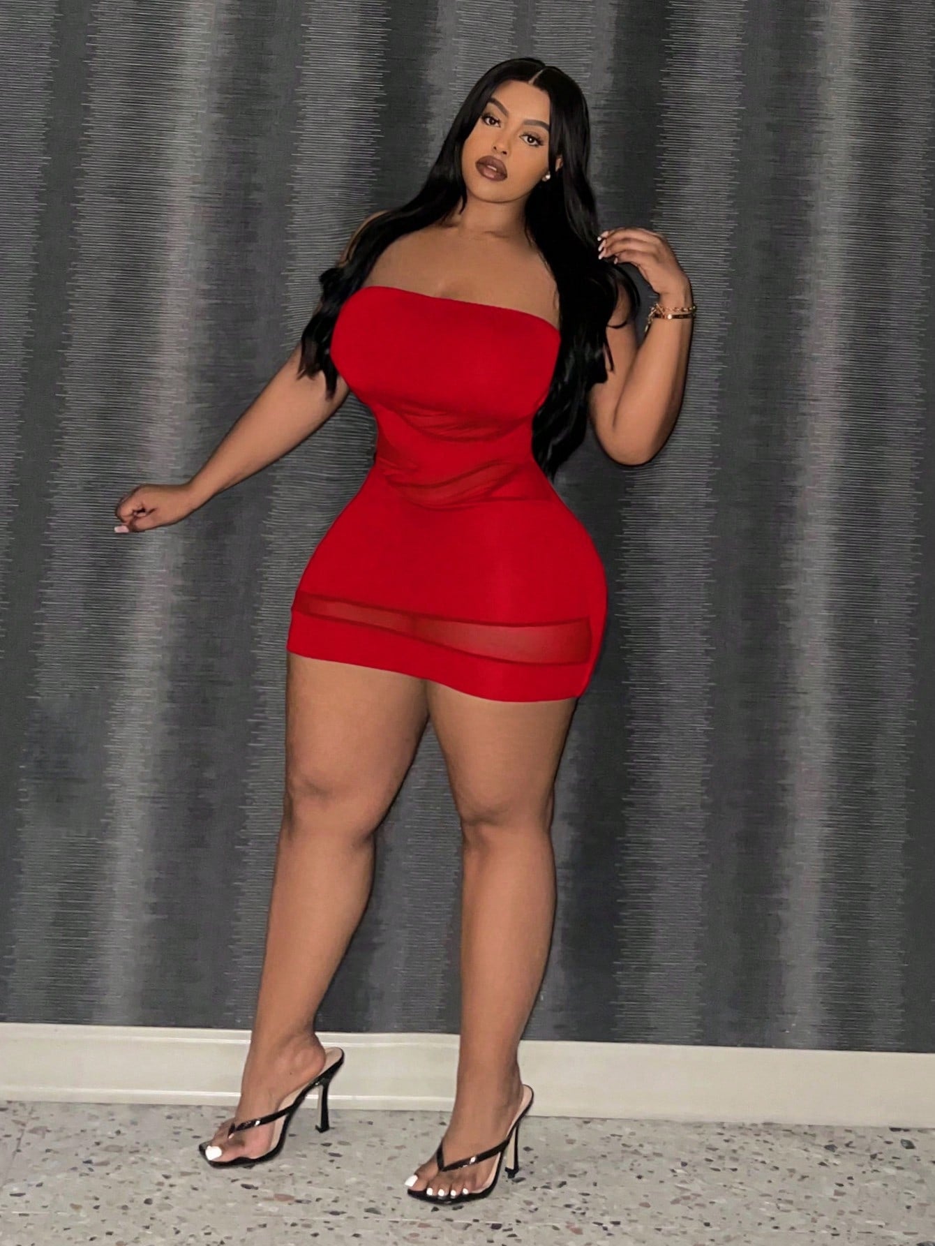 Slim-Fit Red Bustier Mini Dress for Women/ Strapless Seamless Stretch Bodycon Tube Top