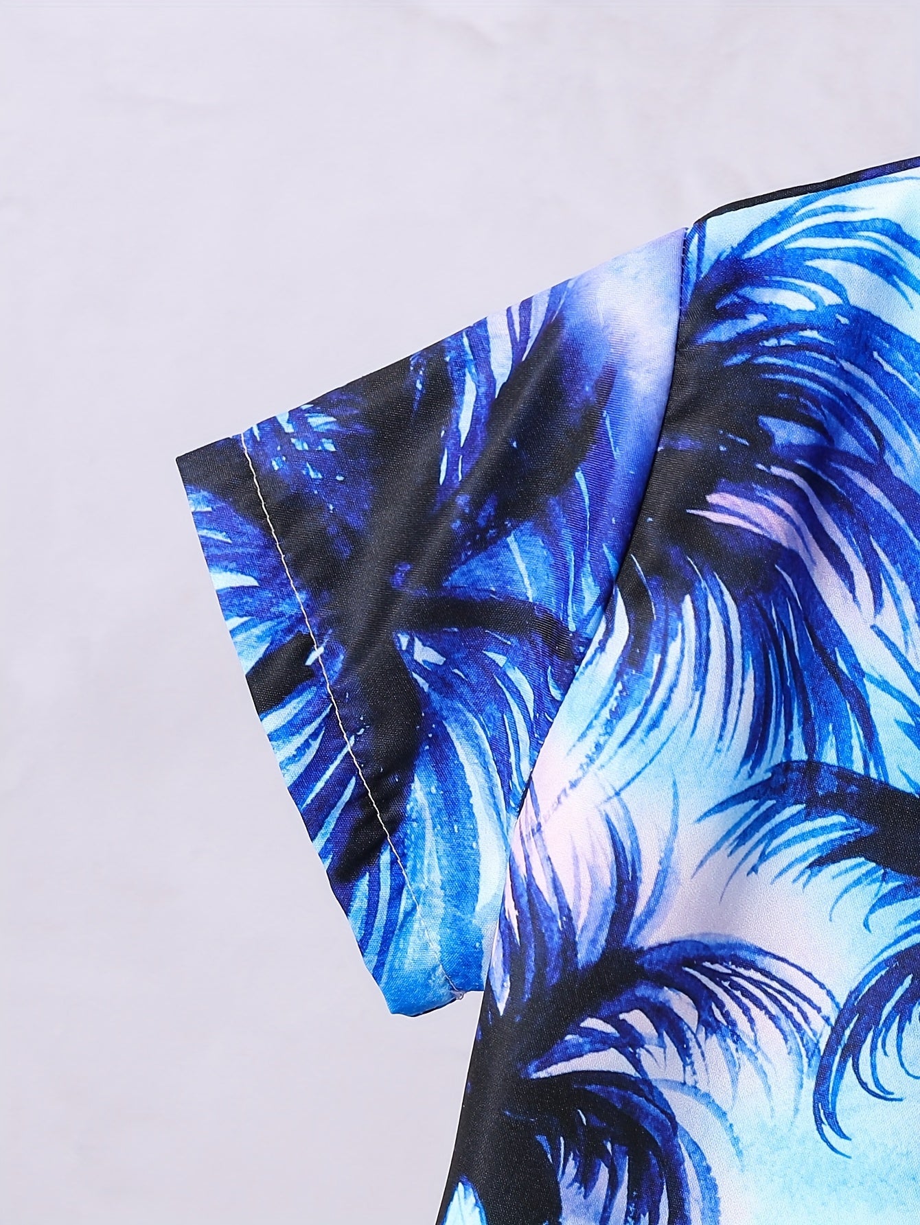 1set (2pcs)-Kids Boys Blue Tropical Beach Scene Print Short Sleeve Shirt And Shorts Set For Beach & Summer Activities (Excluding White T-shirt), for Outdoor