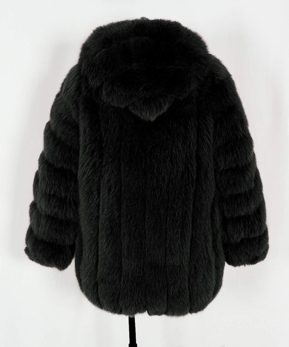 Plus Size, Plus-size Women's coat new European and American autumn winter faux fur warm fluffy plus-size Women's coat faux fox fur jacket fur winter wear plus-size fashion outwear
