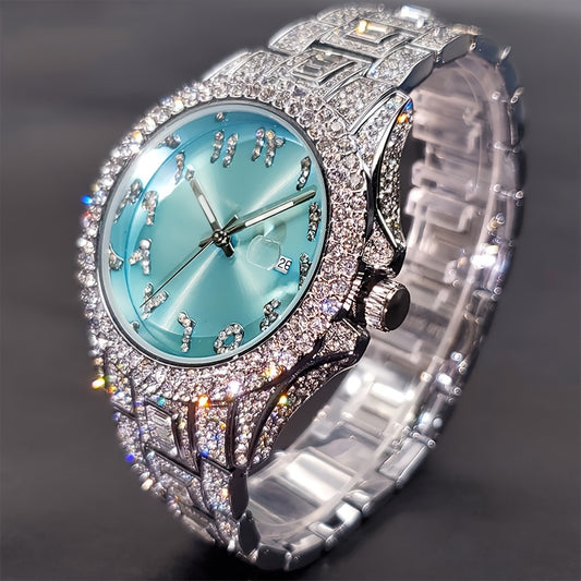 [MISSFOX Quartz Watch] MISSFOX Fashion Brand Unisex Quartz Watch | Street Hip Hop Style, Shining Water Rhinestone Time Meter, Wedding Party Jewelry, New Product Airdrop