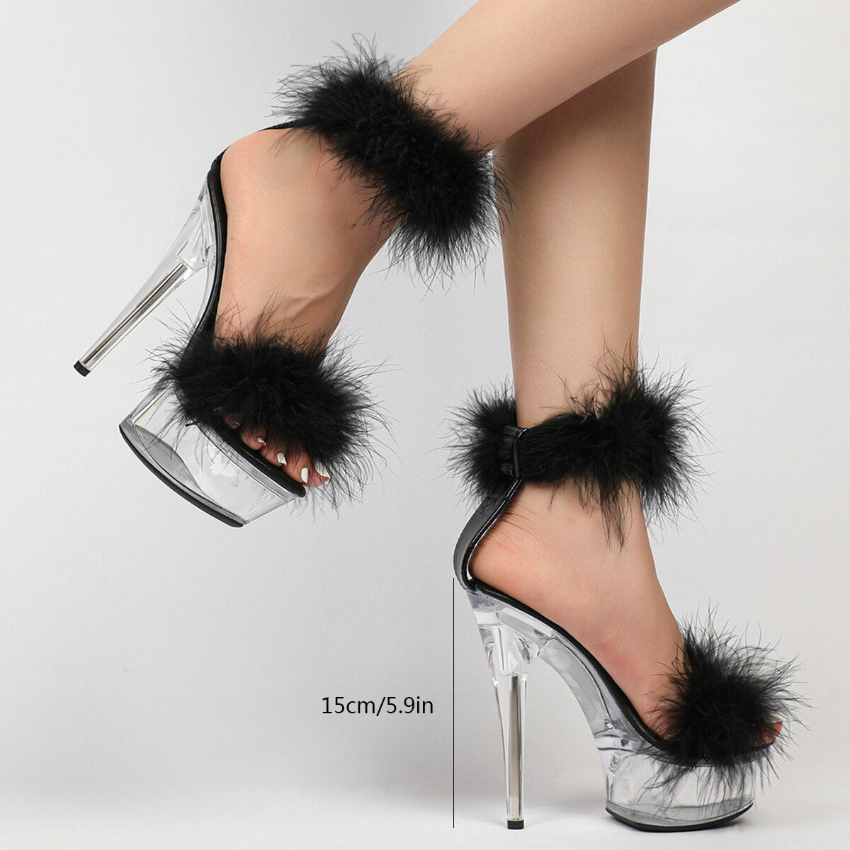 [14Cm Heel Sandals] 14Cm Heel 4Cm Platform Women's Spring Clear Heels Sandals Slipper Shoes for Party Club LFD-B3585