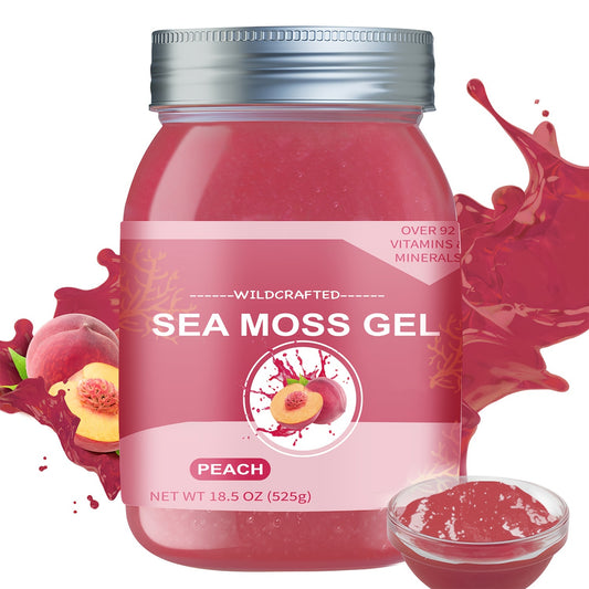 18.5OZ Raw Irish Sea Moss Gel, Natural Ingredient True Sea Moss, Rich in Minerals & Vitamins, Peach Flavor, Nutritional Supplement