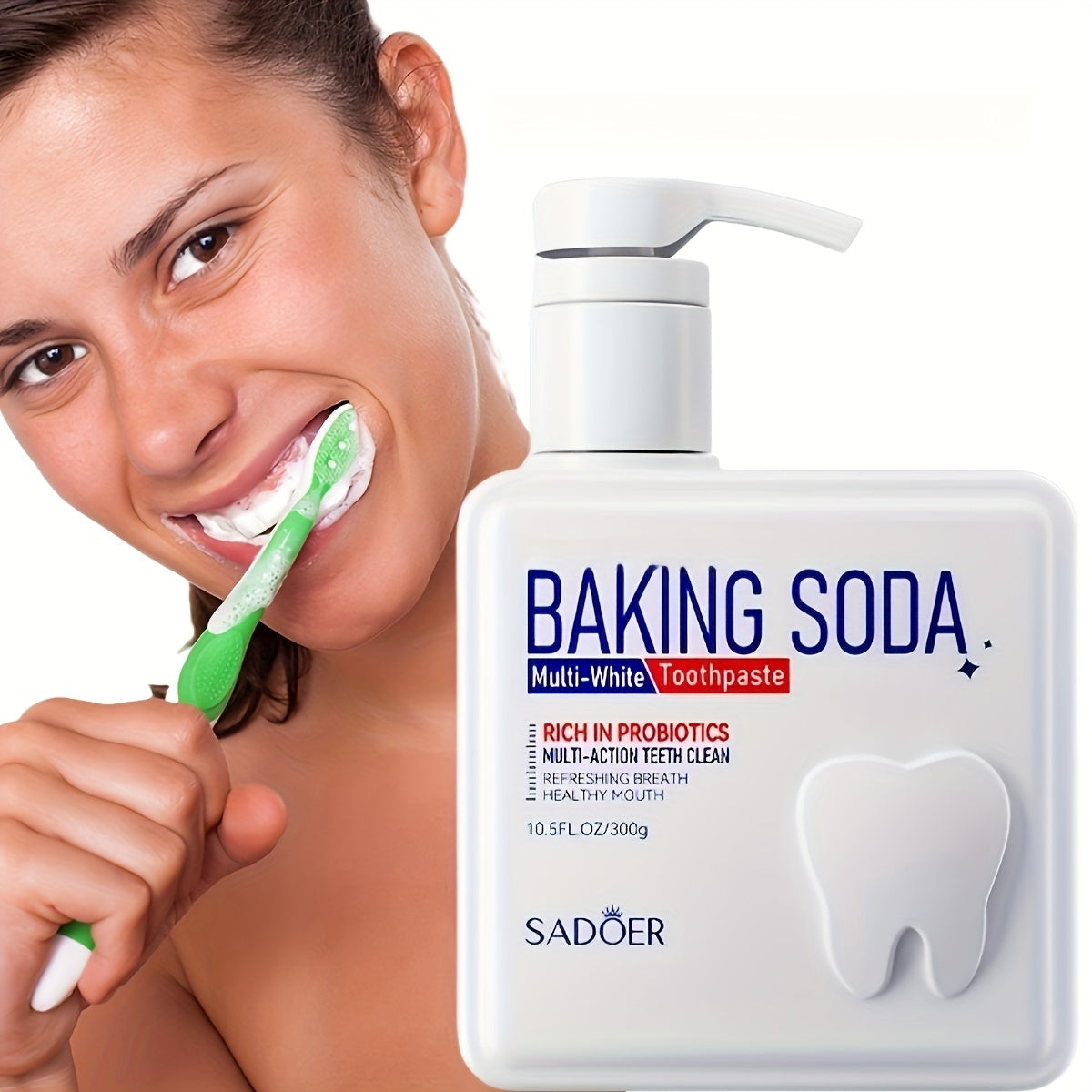 [Probiotic Containing] 300g Probiotic Toothpaste - Large Capacity, Pump Dispenser, Deep Cleaning, Whitening, Fresh Breath
