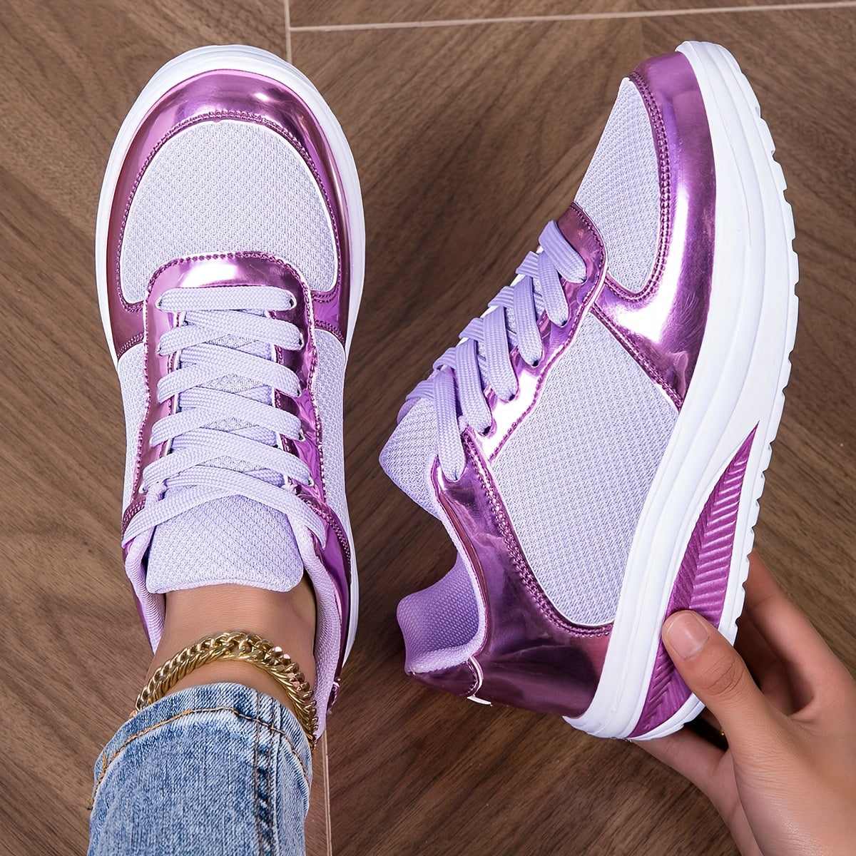 Purple Bright-faced Sports Shoes For Men And Women Summer Breathable Mesh Surface Lightweight Running Shoes Fitness Training Skip Rope Women'S Casual Shoes Comfortable Soft Sole Travel Walking Shoes Large Size Couple Thick So