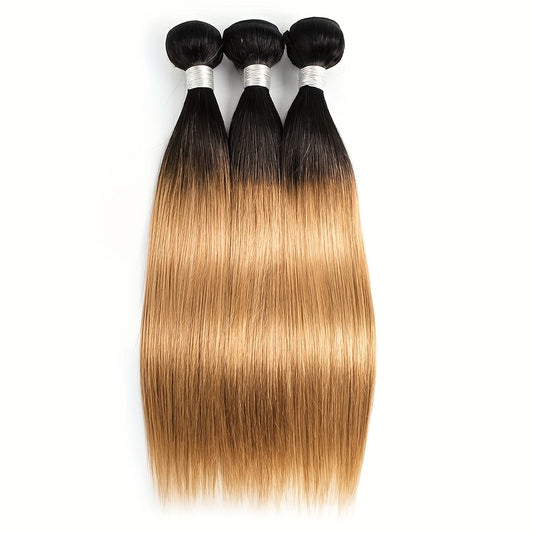 Brazilian Straight Human Hair Bundles Ombre Brown 1B 27 Colored Human Hair Weave Bundles for Women Remy Hair