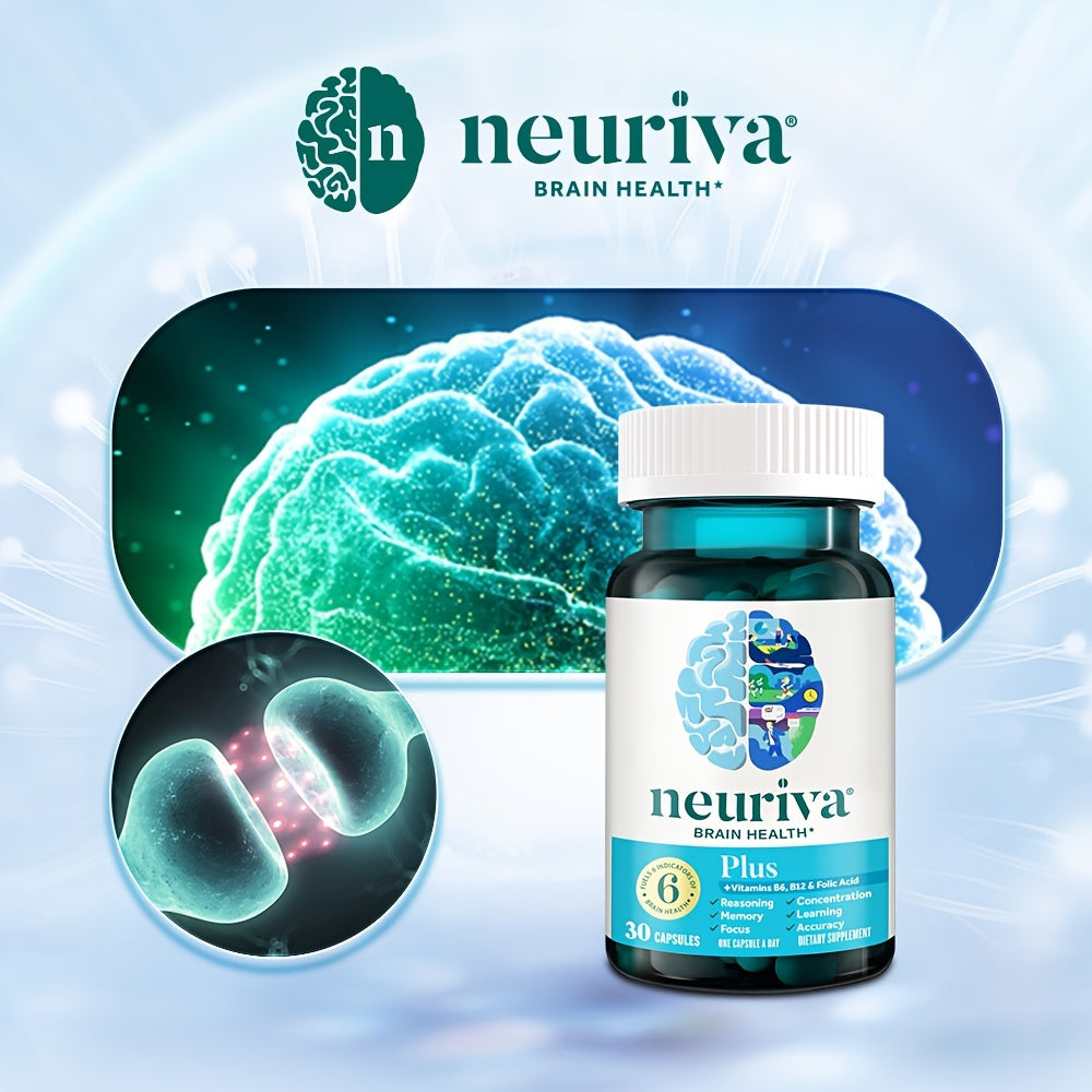 NEURIVA Brain Power Plus 30 /Bottle Phosphatidylserine, B6, B12, - Supports Attention, Memory, Learning, Accuracy, Concentration and Reasoning 2 Bottles