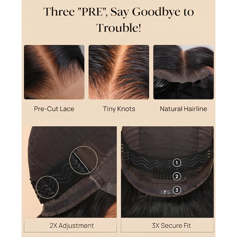 UNICE 7x5 Glueless Lace Front Wig Human Hair - Burgundy Highlights & Dark Brown, Pre Plucked & Bleached Invisible Knots, 180% Density Loose Wave Hairline, No Glue/No Skills Needed, Virgin Hair Donor Wigs for Men & (Beginner