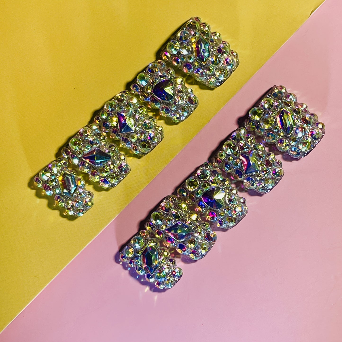 10pcs Handcrafted Y2K Style Duckbill Nails With Crystal And Rhinestone Accents - Featuring Shiny Rhinestones And Transparent Accents, Perfect For Wedding Parties And Daily Wear, Includes Tool Kit For Easy Application.