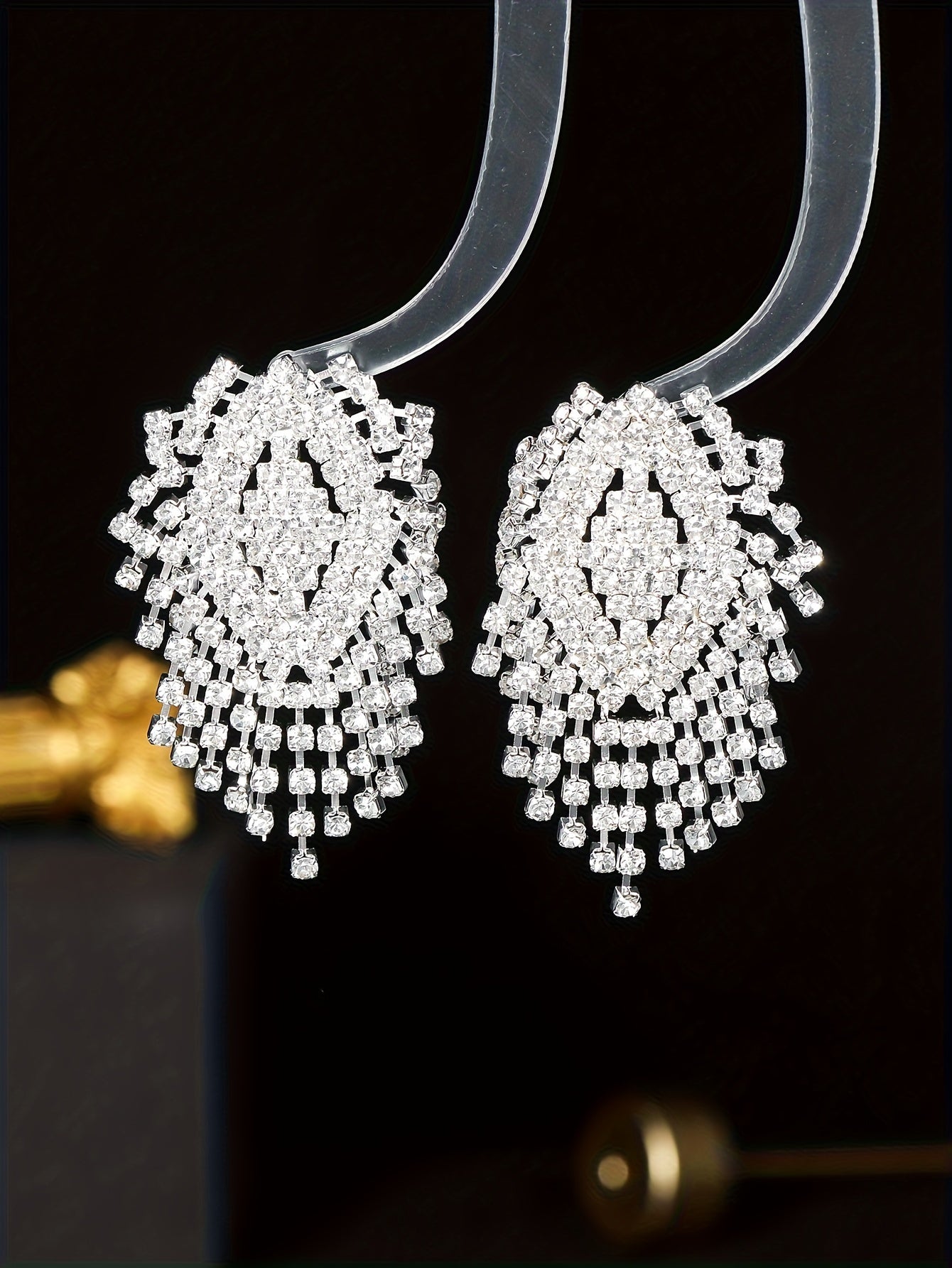 [Customer Favorite] Dazzling, Elegant Silvery-Plated Rhinestone Tassel Earrings - Sparkling Copper Dangle Jewelry for Weddings, Parties & Gifts