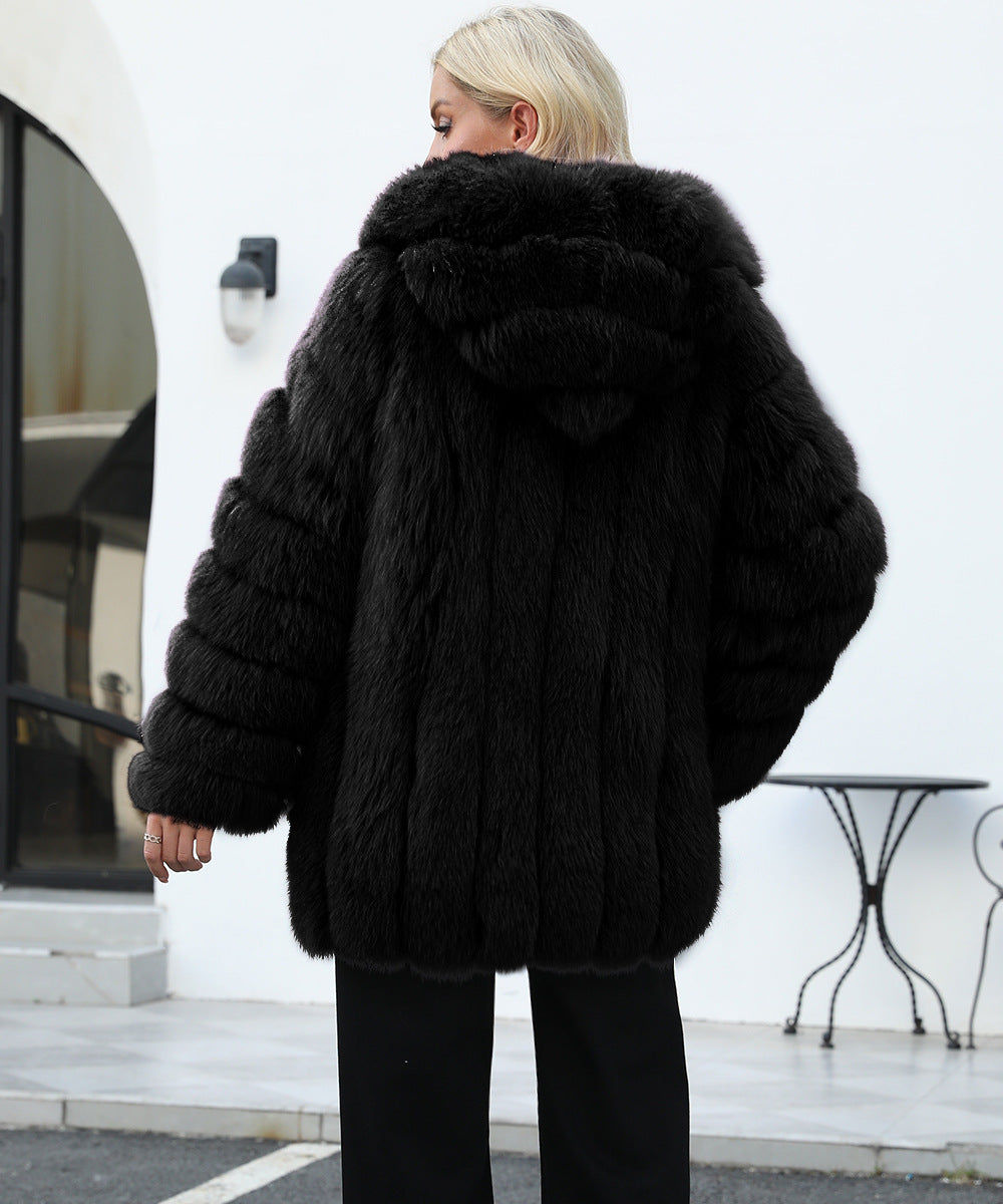 Plus Size, Plus-size Women's coat new European and American autumn winter faux fur warm fluffy plus-size Women's coat faux fox fur jacket fur winter wear plus-size fashion outwear