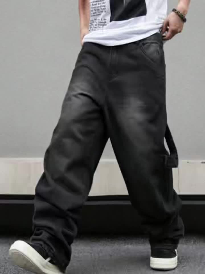 Men'S Baggy Black Street Jeans