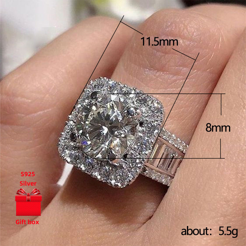 [925 Silver Ring] Elegant 925 Sterling Silver Square Wedding Ring | Ladies' Ring, Gift Jewelry Box, Suitable for Birthday, Festival, Valentine's Day Gifts, Daily Wear