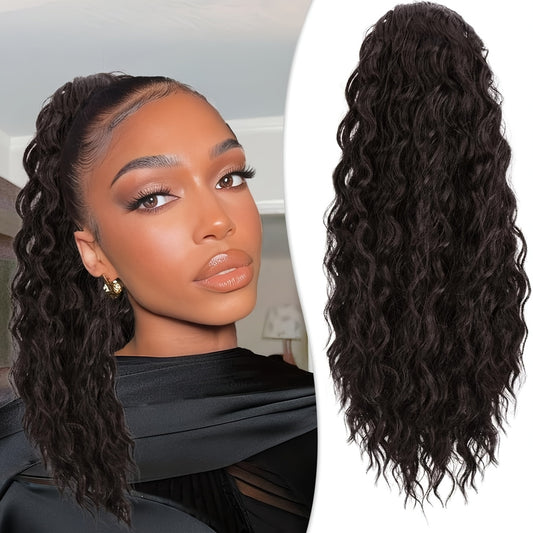 FESHFEN Female Wavy African Ponytail Extension With Rope, 16/20inch African Curly Hair, A Very Convenient Way To Lengthen CurlsIt Is Suitable For Going Out To Play, And The Use Scenarios Are Changeable